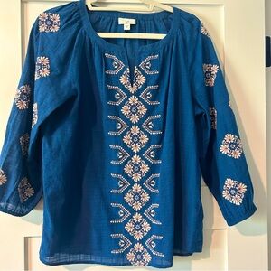 Embroidered Cotton BOHO Top NWT